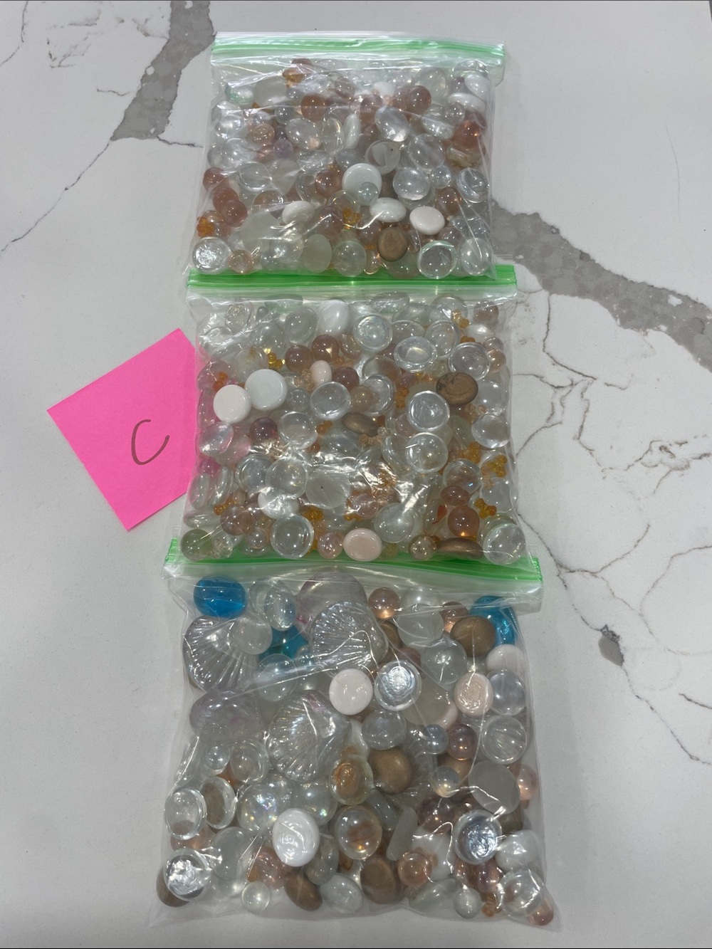 Decorative Glass Gems Mix - Clear, White, Brown Accent Stones